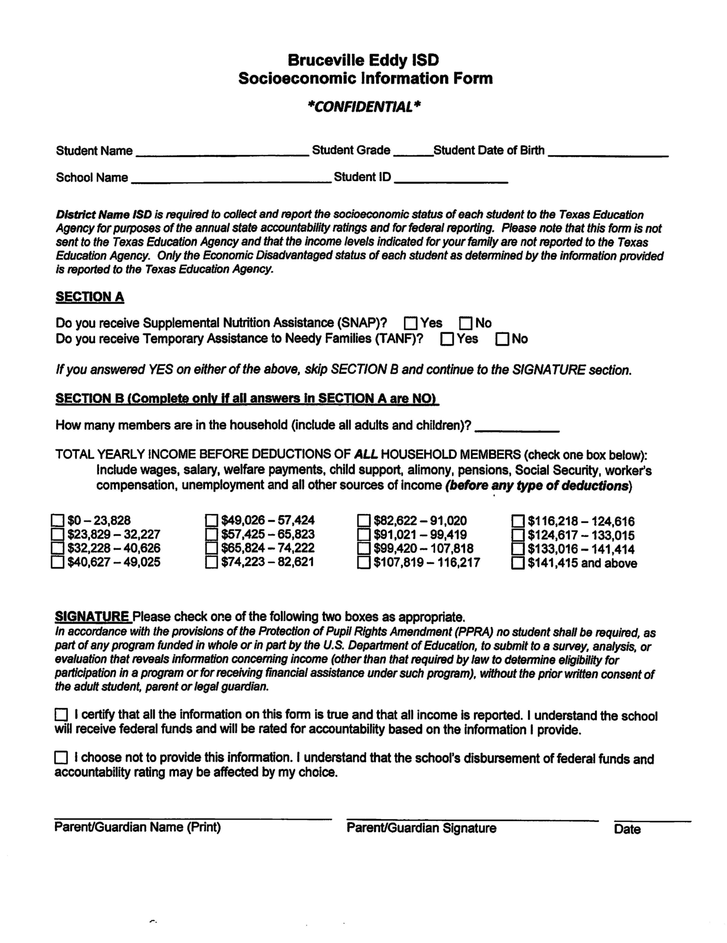 Socioeconomic form